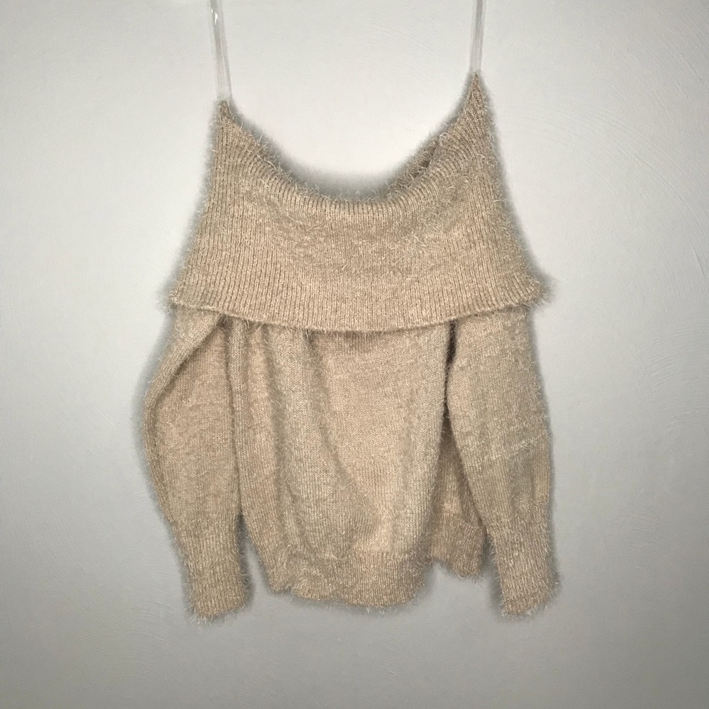 NWT Cream Charlotte Russe Off Shoulders Sweater